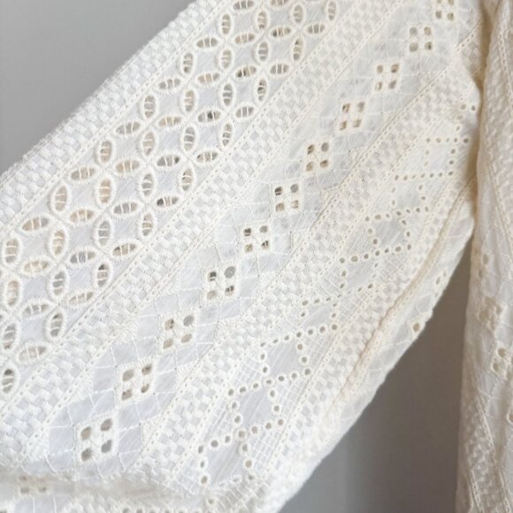 Zara Eyelet Detail Long Sleeve Midi Maxi Dress S - Picture 9 of 9